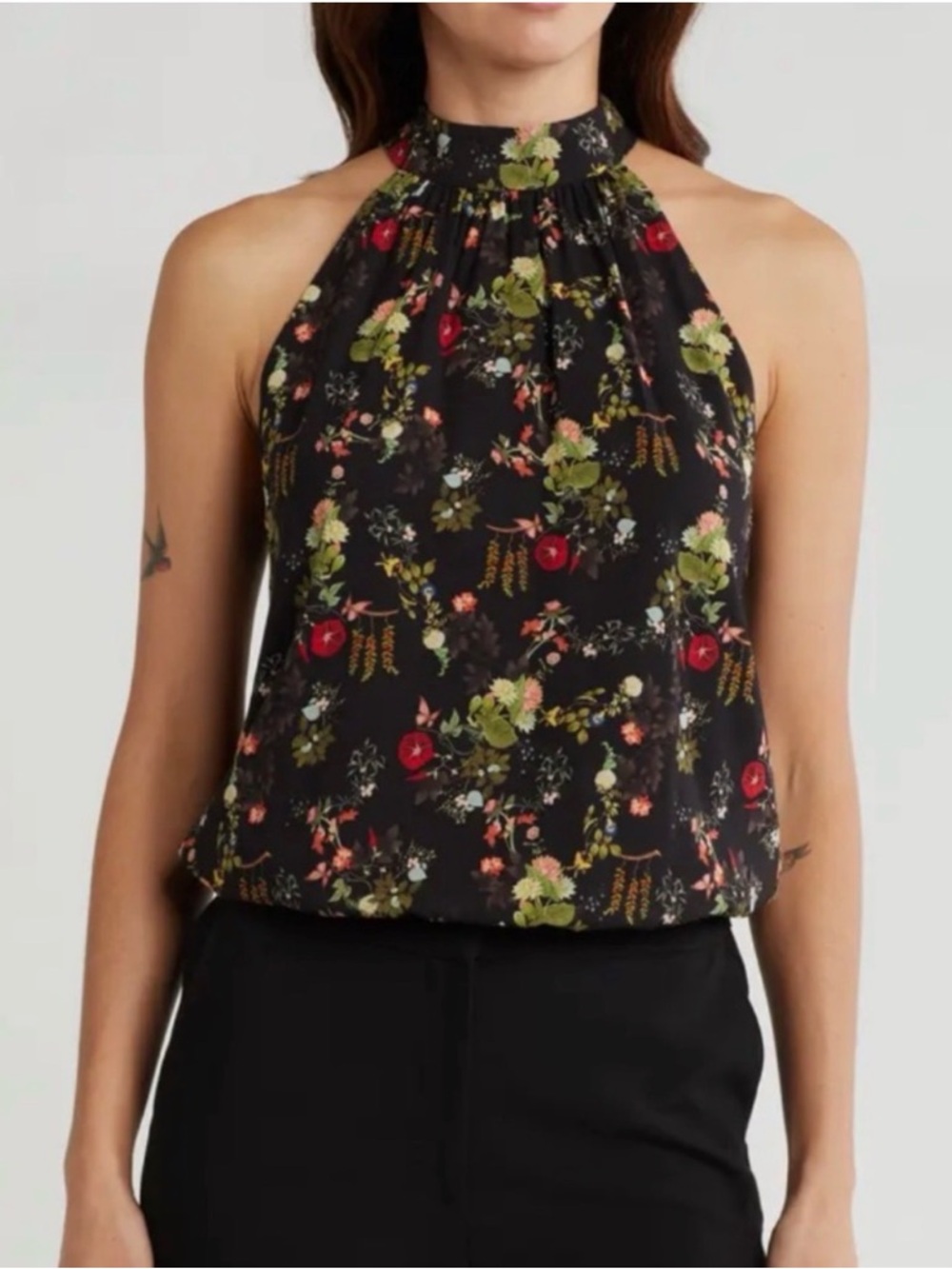 EUC Alice + Olivia Halter Silk Floral Top